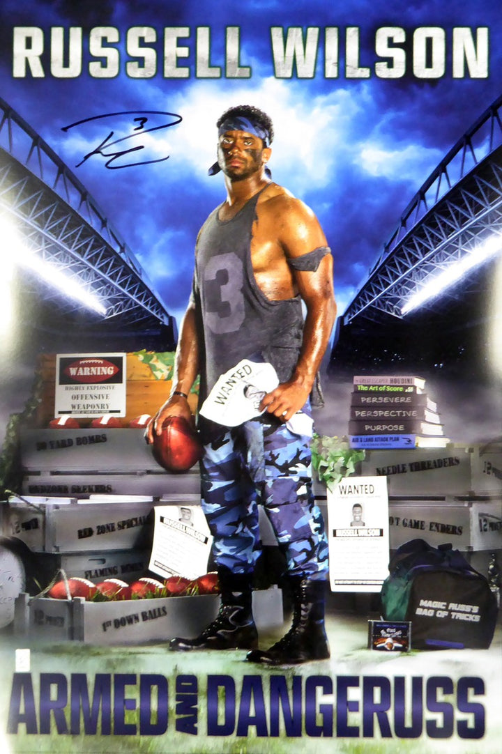 Russell Wilson Signed 24x36 Costacos Brothers Poster Seattle Seahawks RW Holo