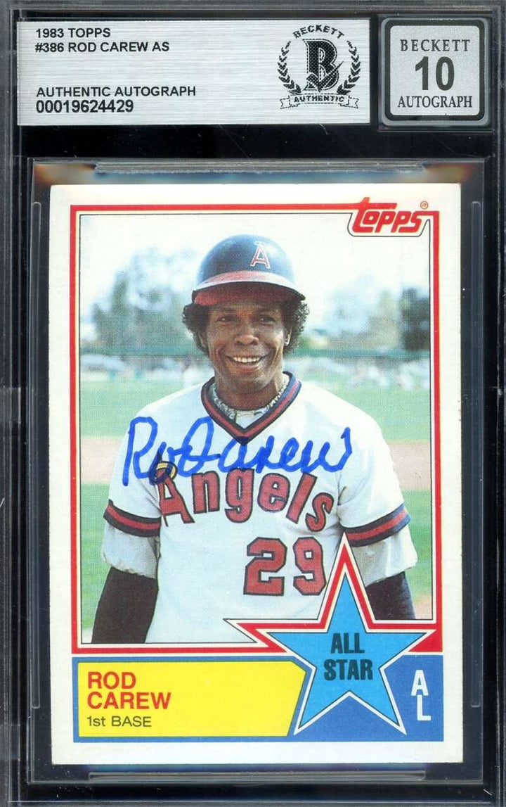 Rod Carew Gem Mint 10 Beckett BAS Signed 1983 Topps All Star Autograph