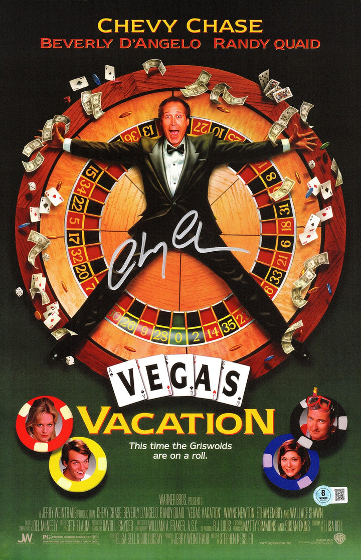 Chevy Chase Signed 11x17 Vegas Vacation Movie Poster Beckett BAS Witness