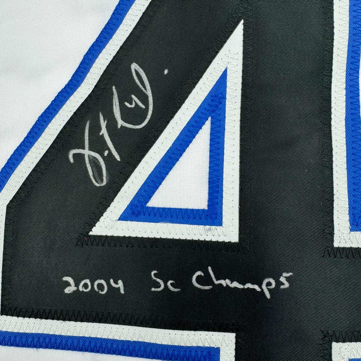 Autographed/Signed Vincent Lecavalier 2004 SC Champs Tampa Bay White Jers
