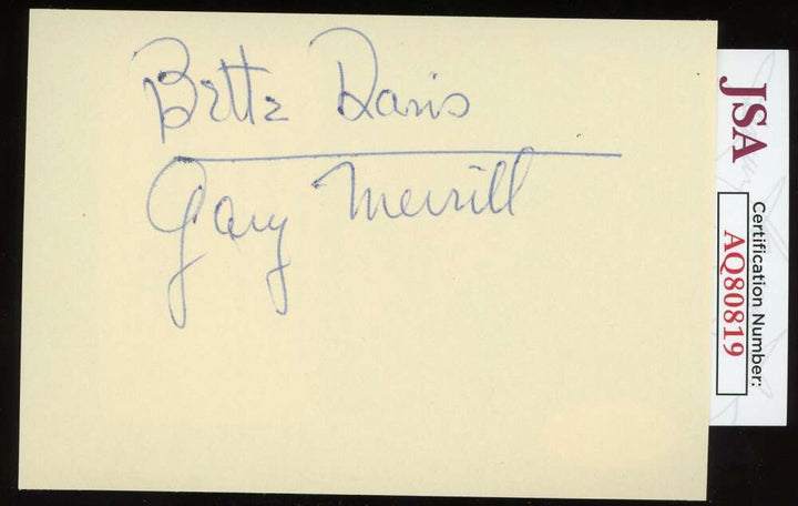 Bette Davis Gary Merrill JSA Coa Signed Vintage Album Page Autograph