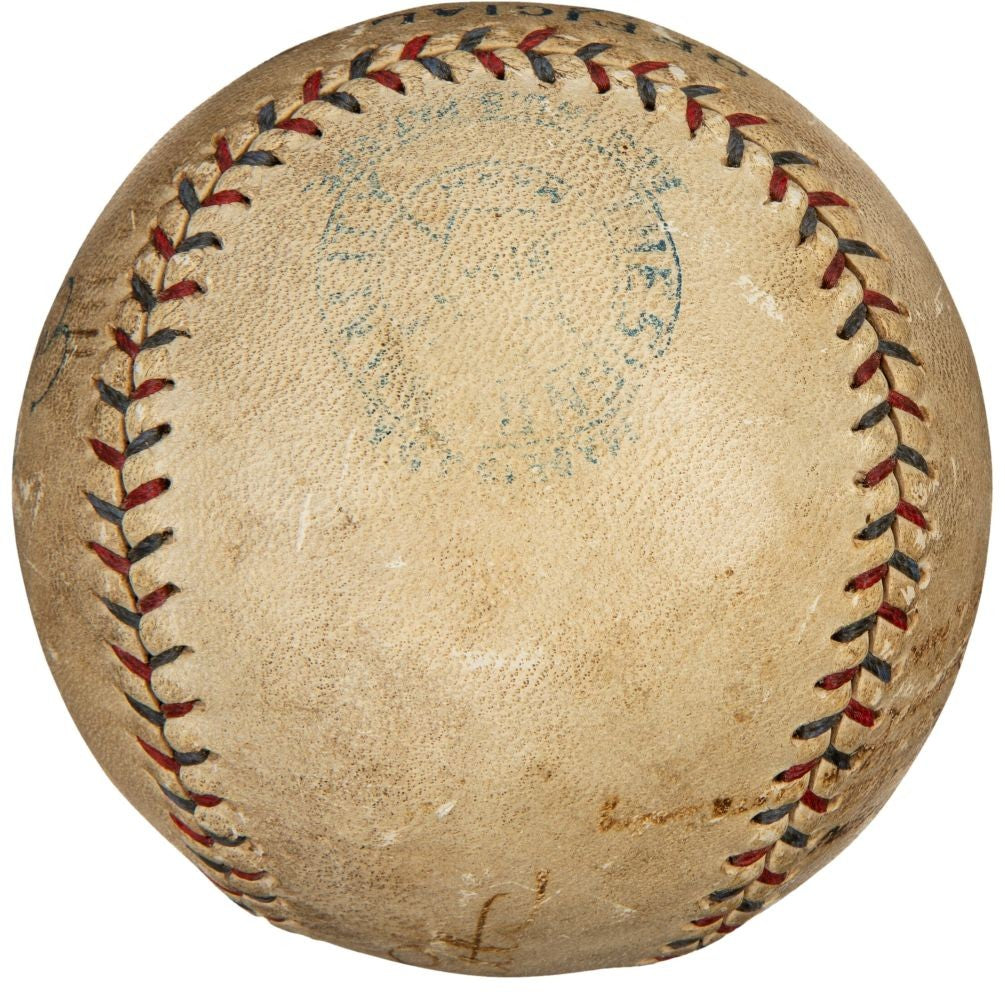 Babe Ruth & Durocher Signed Game Used 1928 Ruth Home Run Baseball PSA+BAS LOA
