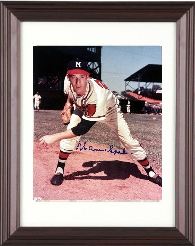 Warren Spahn signed Milwaukee Braves MLB 8x10 Photo imperfect Framed - COA (HOF)