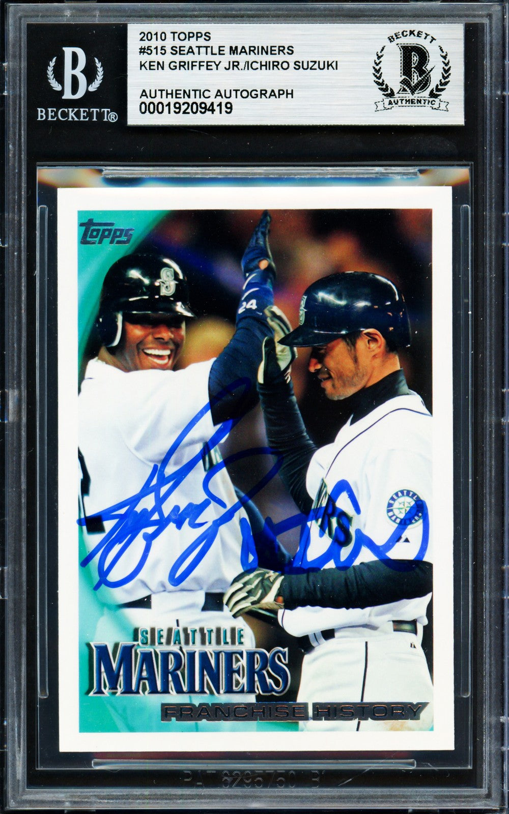 Ken Griffey Jr. & Ichiro Suzuki Signed 2010 Topps Card 515 Mariners Beckett