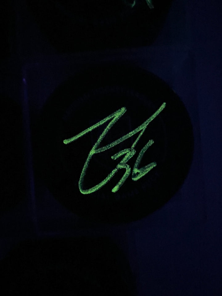 Logan Thompson Signed Vegas Golden Knights Retro Glow in the Dark Puck COA IGM