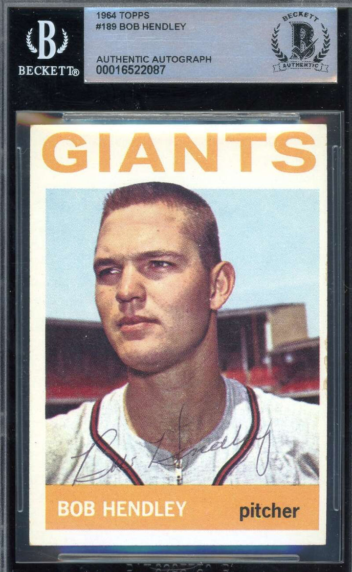 Bob Hendley Beckett BAS Signed 1964 Topps Autograph