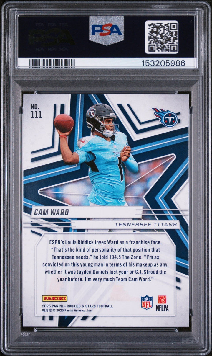 Graded 2025 Panini Rookies & Stars Cam Ward #111 Rookie RC Card PSA 10