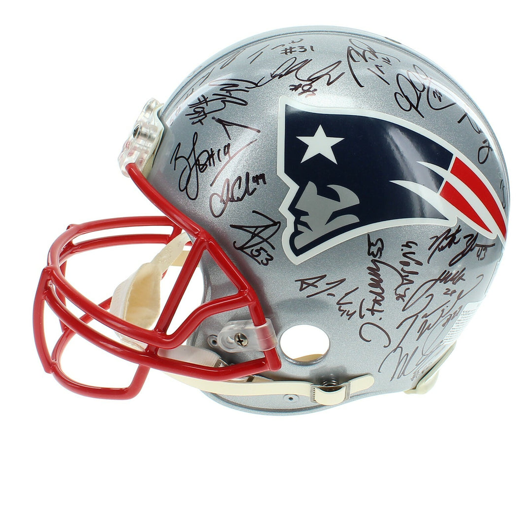 2015-16 New England Patriots Team Signed Helmet JSA COA Tom Brady Gronkowski +33