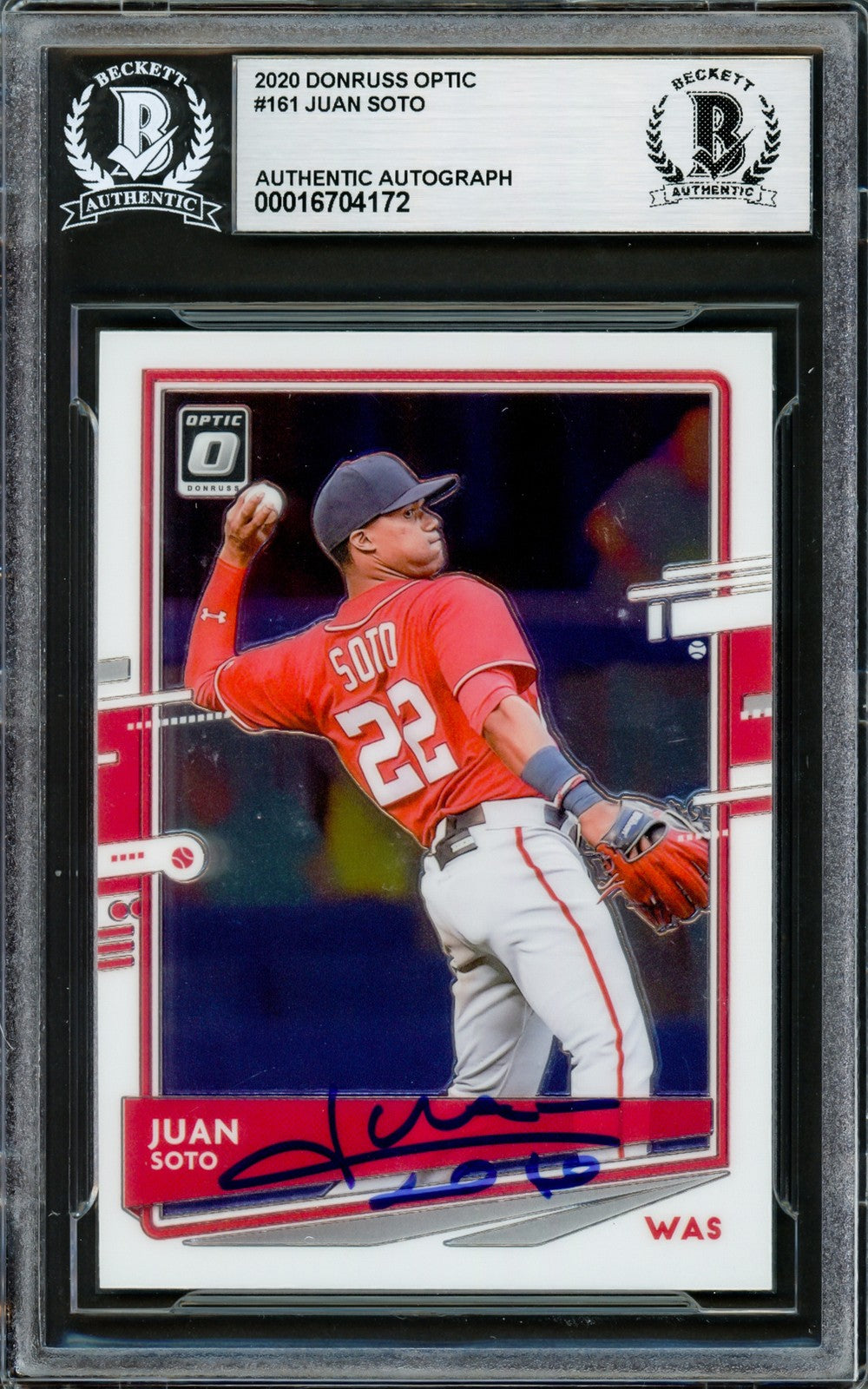 Juan Soto Autographed Signed 2020 Donruss Optic Card 161 New York Mets Beckett