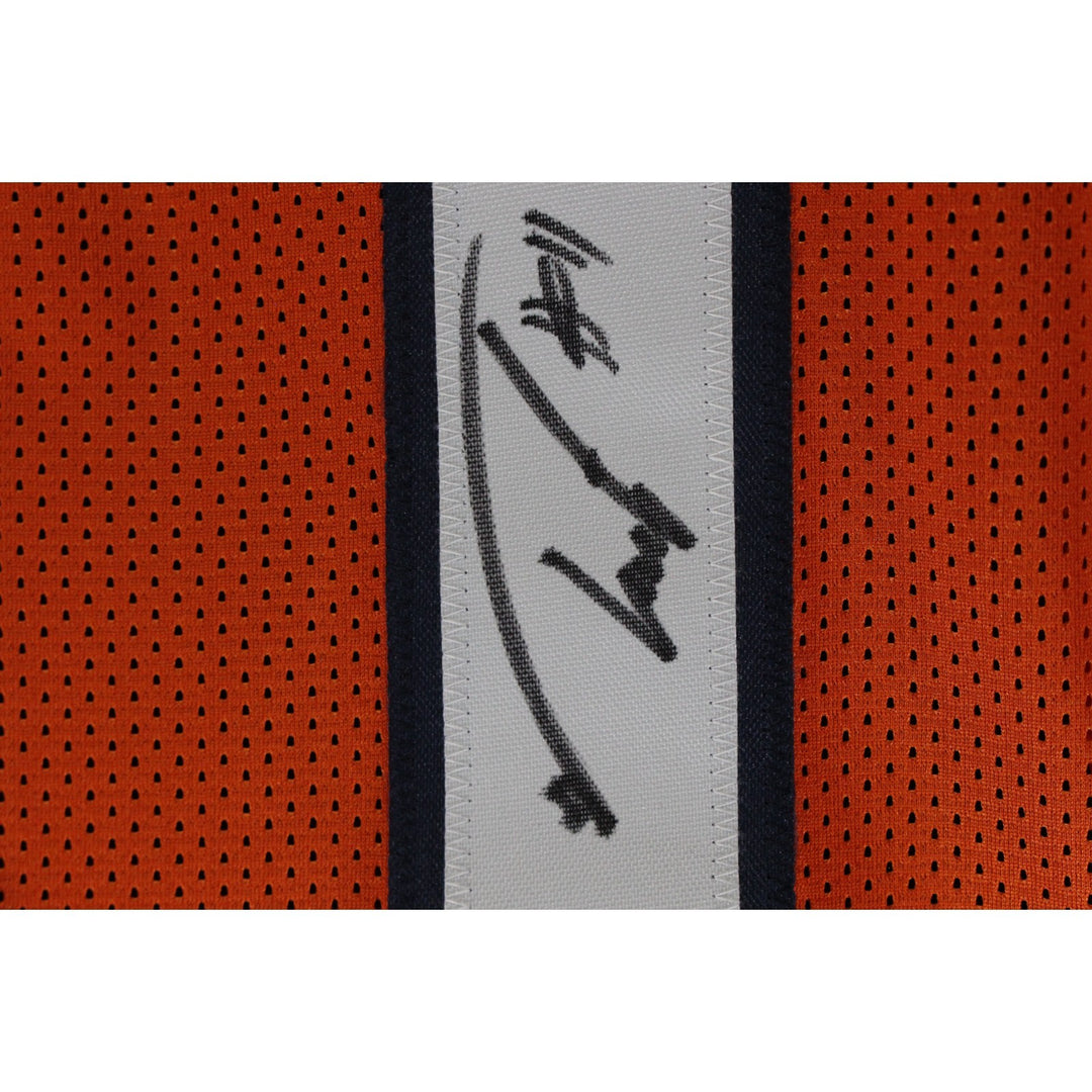 Troy Franklin Autographed/Signed Pro Style XL Orange Jersey Beckett 53870