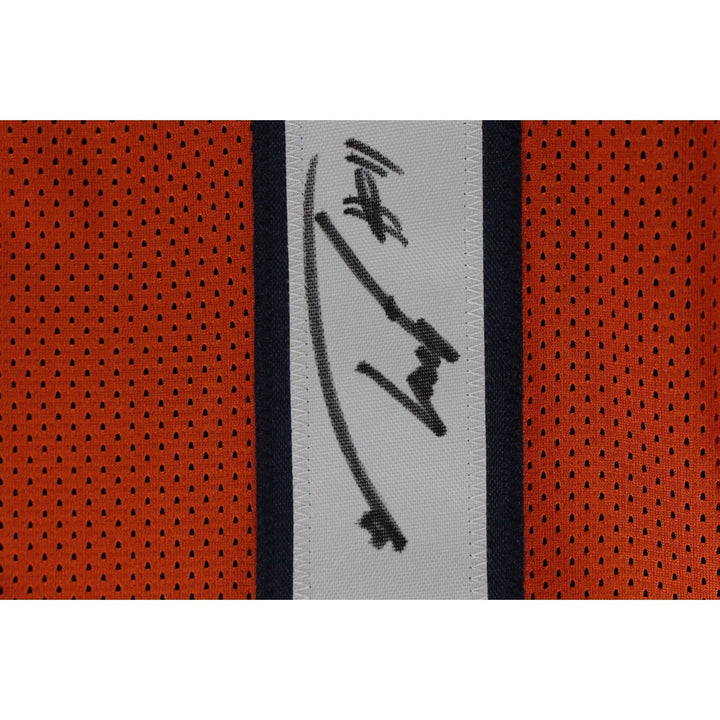 Troy Franklin Autographed/Signed Pro Style XL Orange Jersey Beckett 53870