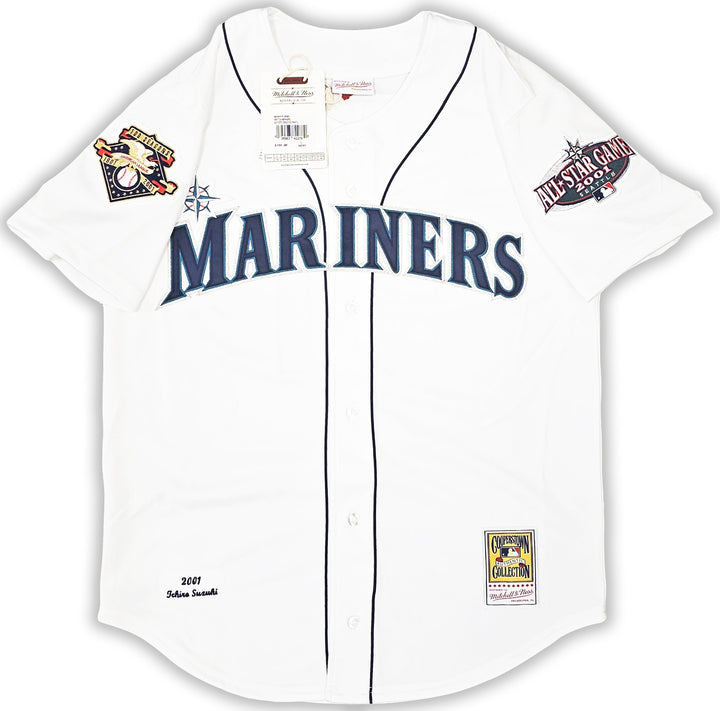 Mariners Ichiro Suzuki Auto White Authentic Mitchell Ness 2001 ASG Jersey Sz 44
