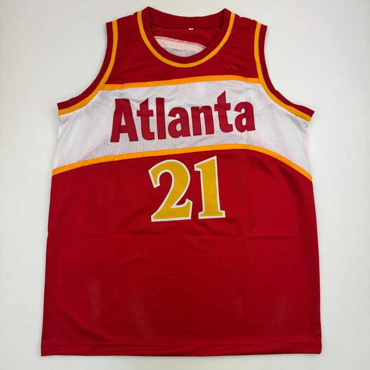 Autographed/Signed DOMINIQUE WILKINS Atlanta Red Jersey PSA/DNA COA