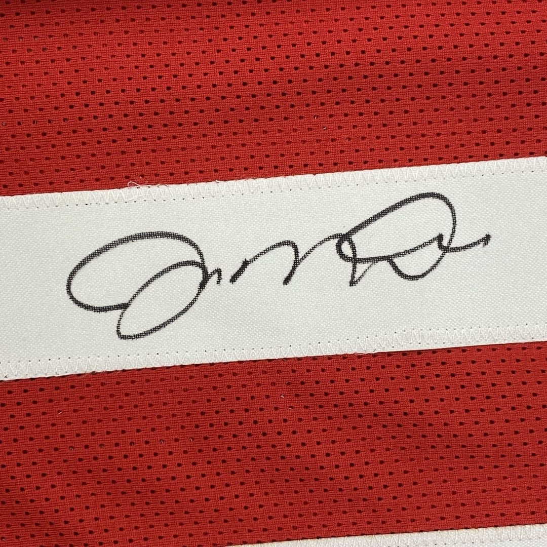 Autographed/Signed Joe Montana San Francisco Red Stat Jersey JSA COA