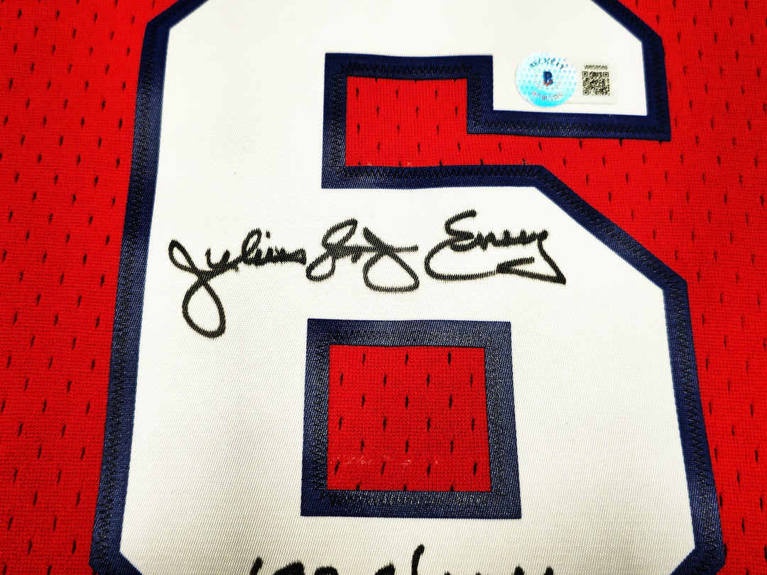 76ers Julius Dr J Erving Auto Red Mitchell Ness Swingman 82 Jersey 83 Champ BAS