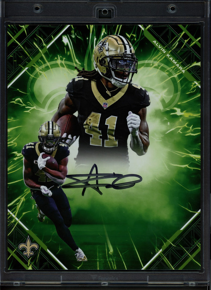 Alvin Kamara Auto 2025 Under Wraps NFL Emanate Green Card Saints #81/99
