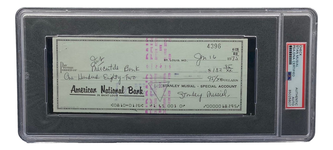 Stan Musial St. Louis Cardinals Signed  Bank Check PSA/DNA 85025607