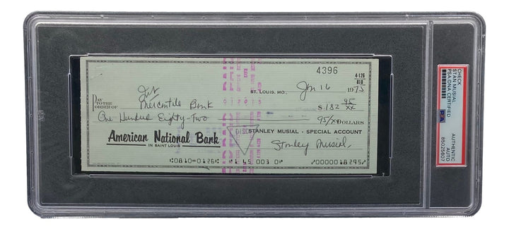 Stan Musial St. Louis Cardinals Signed  Bank Check PSA/DNA 85025607