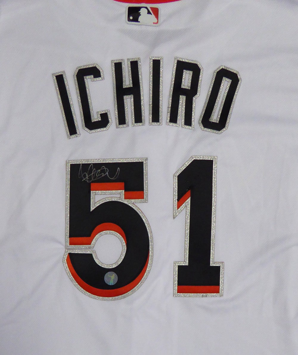 Miami Marlins Ichiro Suzuki Signed White Majestic Flex Base Jersey Size 48 IS
