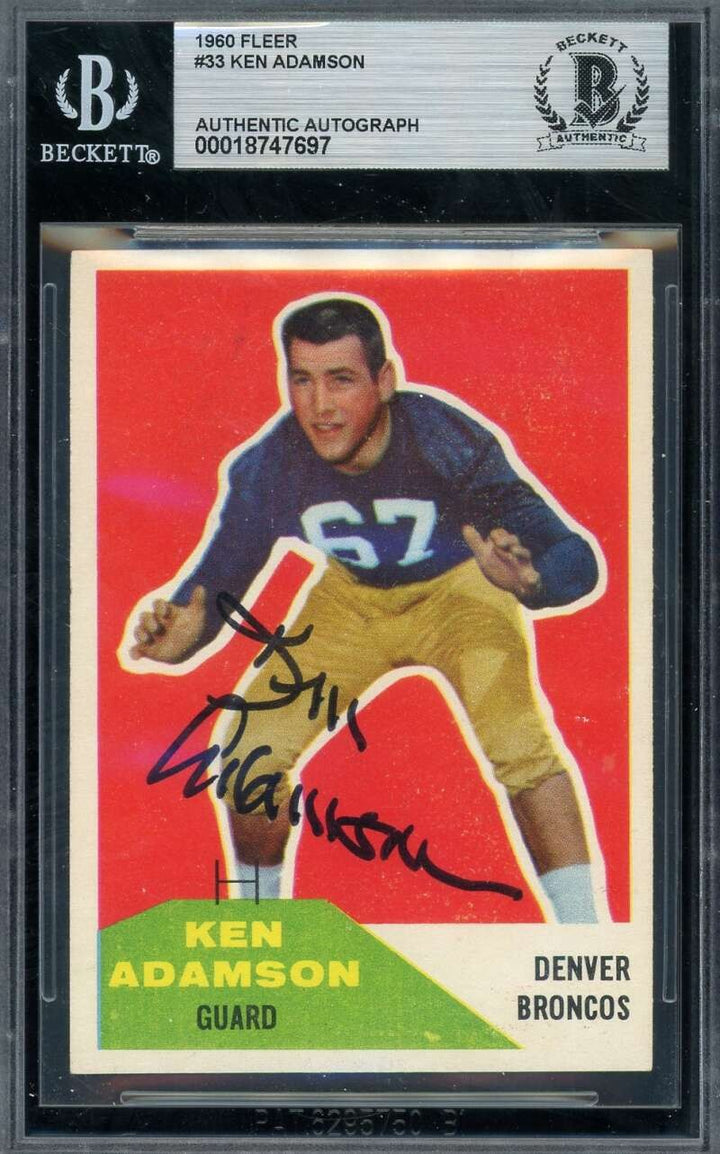 Ken Adamson Beckett BAS Signed 1960 Fleer Rookie Autograph