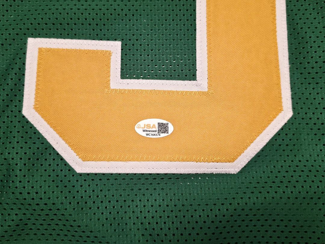 Oregon Ducks Tez Johnson Autographed Green Jersey JSA Witness
