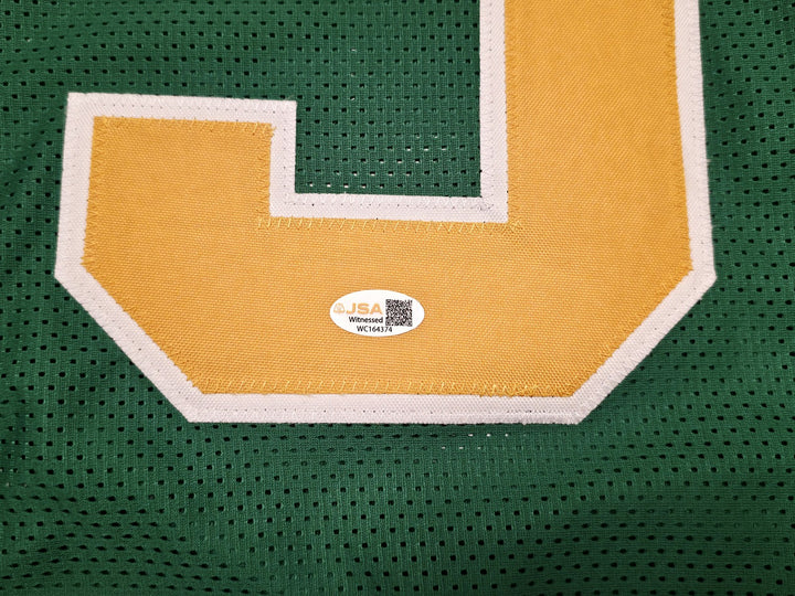Oregon Ducks Tez Johnson Autographed Green Jersey JSA Witness