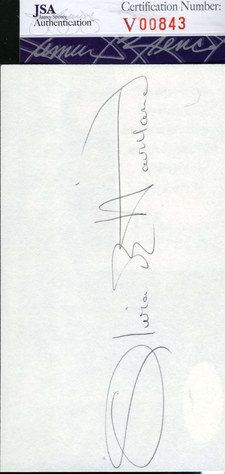 Olivia De Havilland Jsa Coa Hand Signed 3x5 Index Card Autograph Authenticated