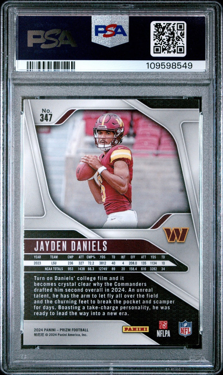 Graded 2024 Panini Prizm Jayden Daniels #347 Rookie RC Card PSA 9 Mint