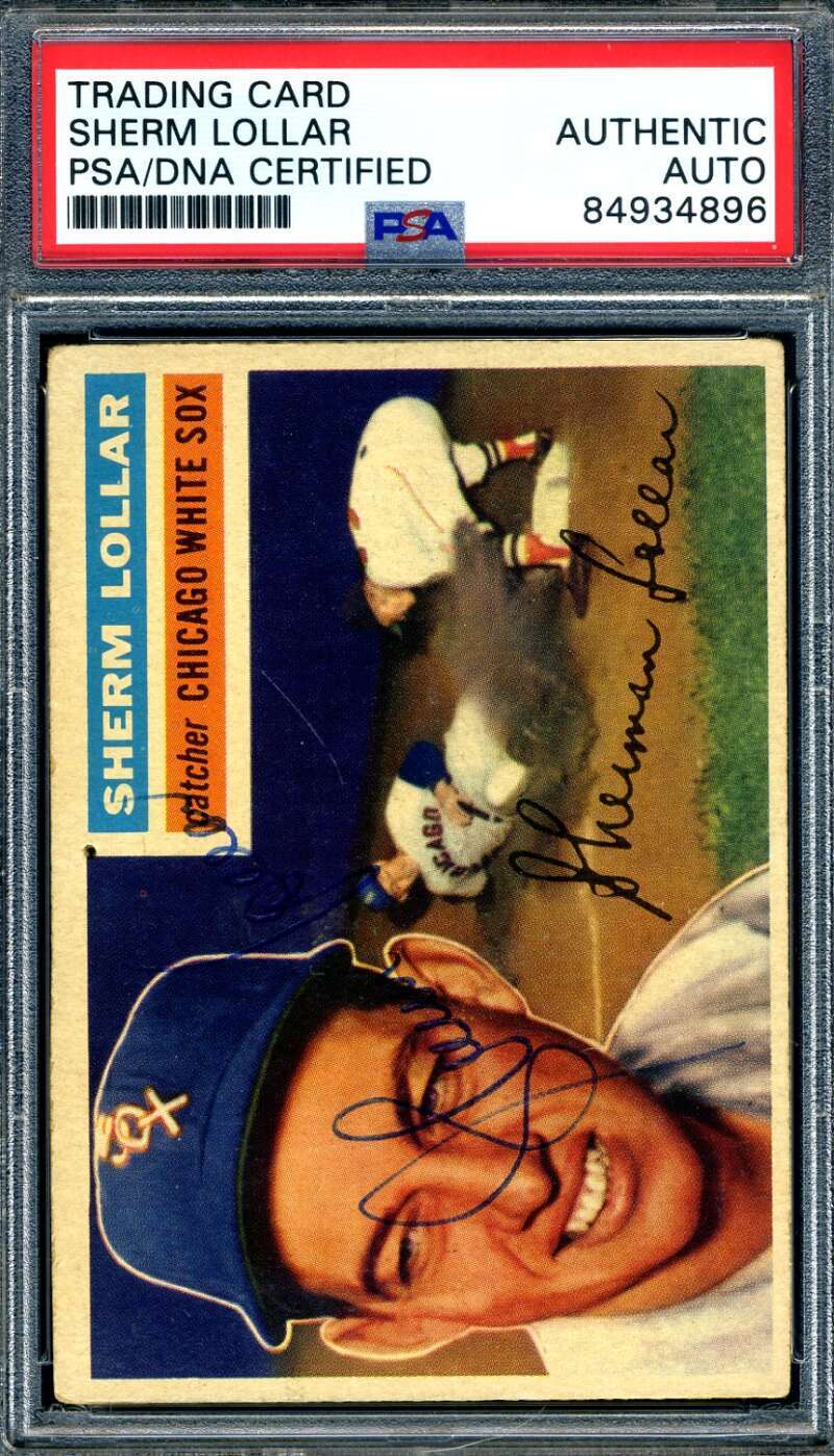 Sherm Lollar PSA DNA Signed 1956 Topps Autograph