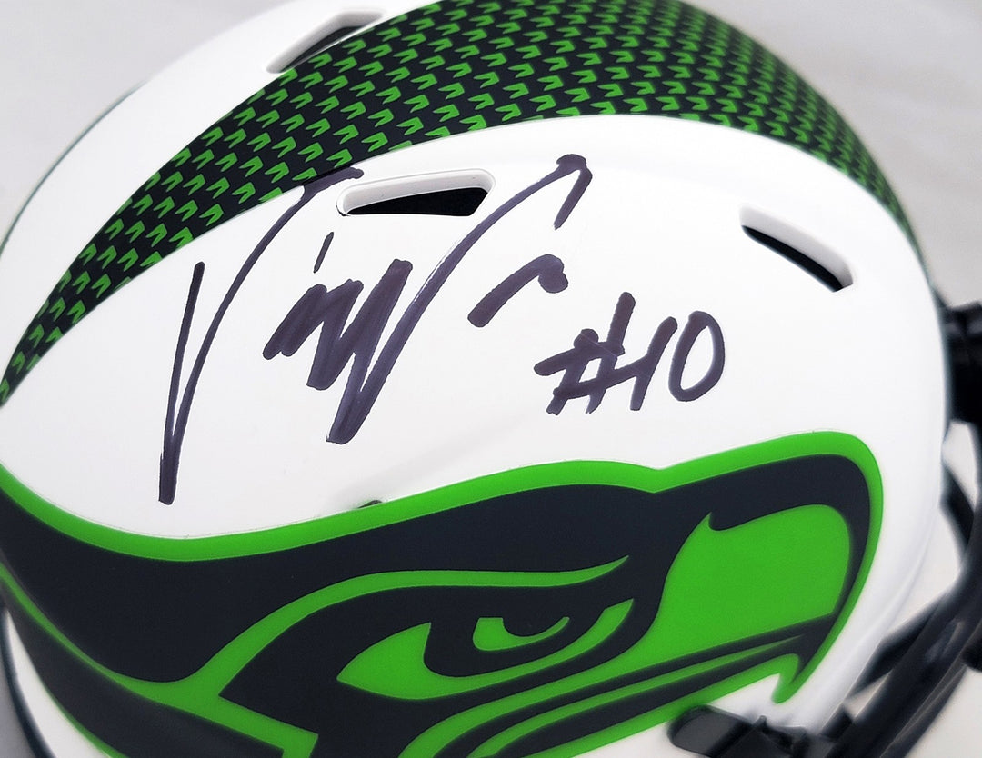Uchenna Nwosu Signed Seahawks Lunar Eclipse White Speed Mini Helmet MCS Holo