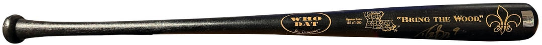 Drew Brees signed Bring The Wood Who Dat Saints Eng Hand Painted Bat- BREES HOLO