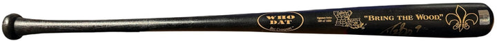 Drew Brees signed Bring The Wood Who Dat Saints Eng Hand Painted Bat- BREES HOLO