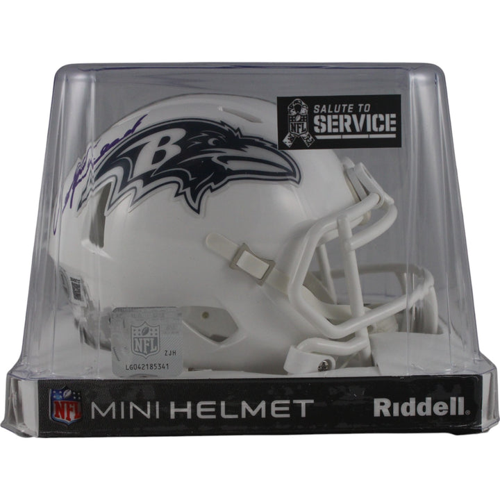 Ed Reed Autographed Baltimore Ravens 24 STS Mini  Helmet Beckett Witness 49254
