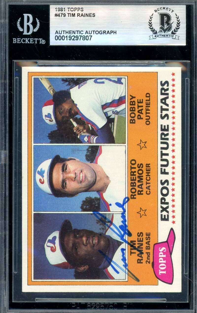 Tim Raines Beckett BAS Signed 1981 Topps Future Stars Rookie Autograph