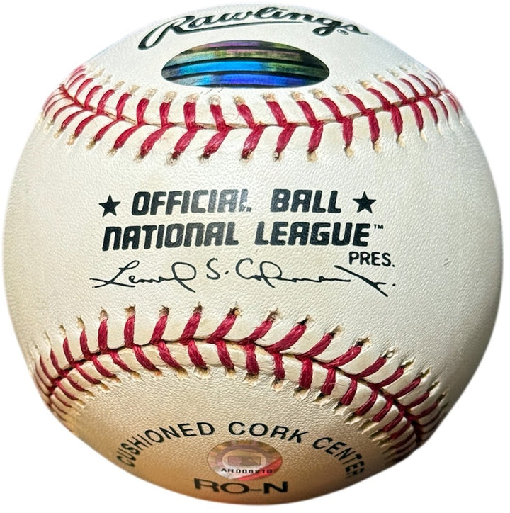 Bobby Thomson/Ralph Branca dual signed RONL OFC Baseball imperfect - STEINER/MLB