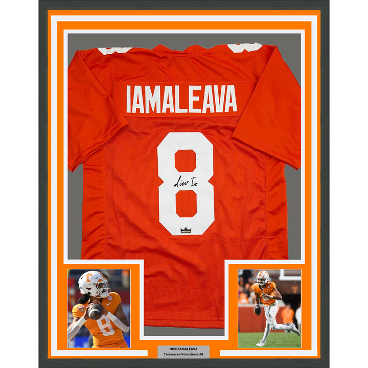 Framed Facsimile Autographed Nico Iamaleava 35x39 Tennessee Reprint Jersey
