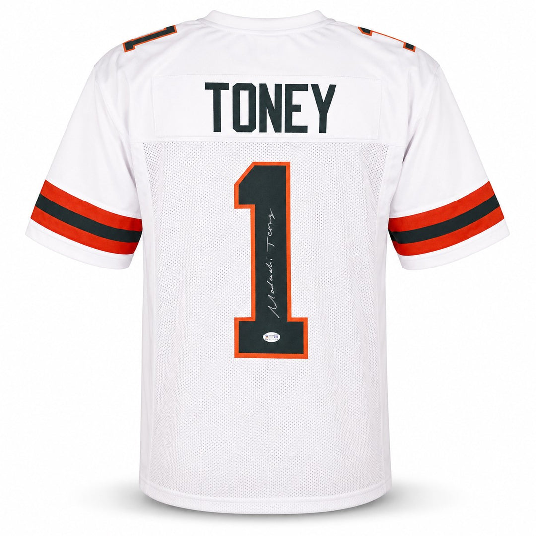 Miami Hurricanes Malachi Toney Signed White Jersey JSA Witness