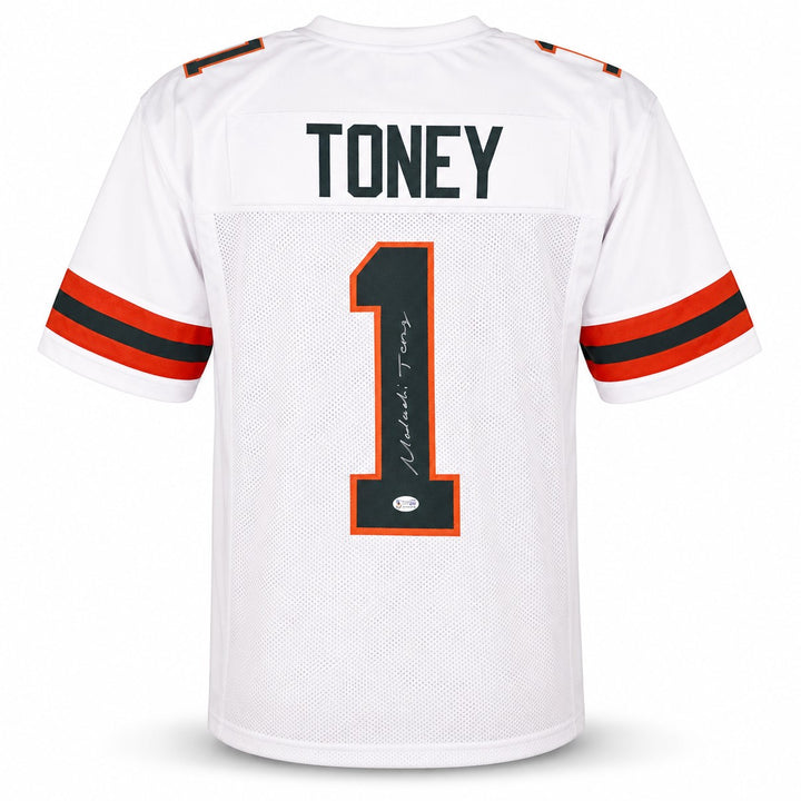 Miami Hurricanes Malachi Toney Signed White Jersey JSA Witness