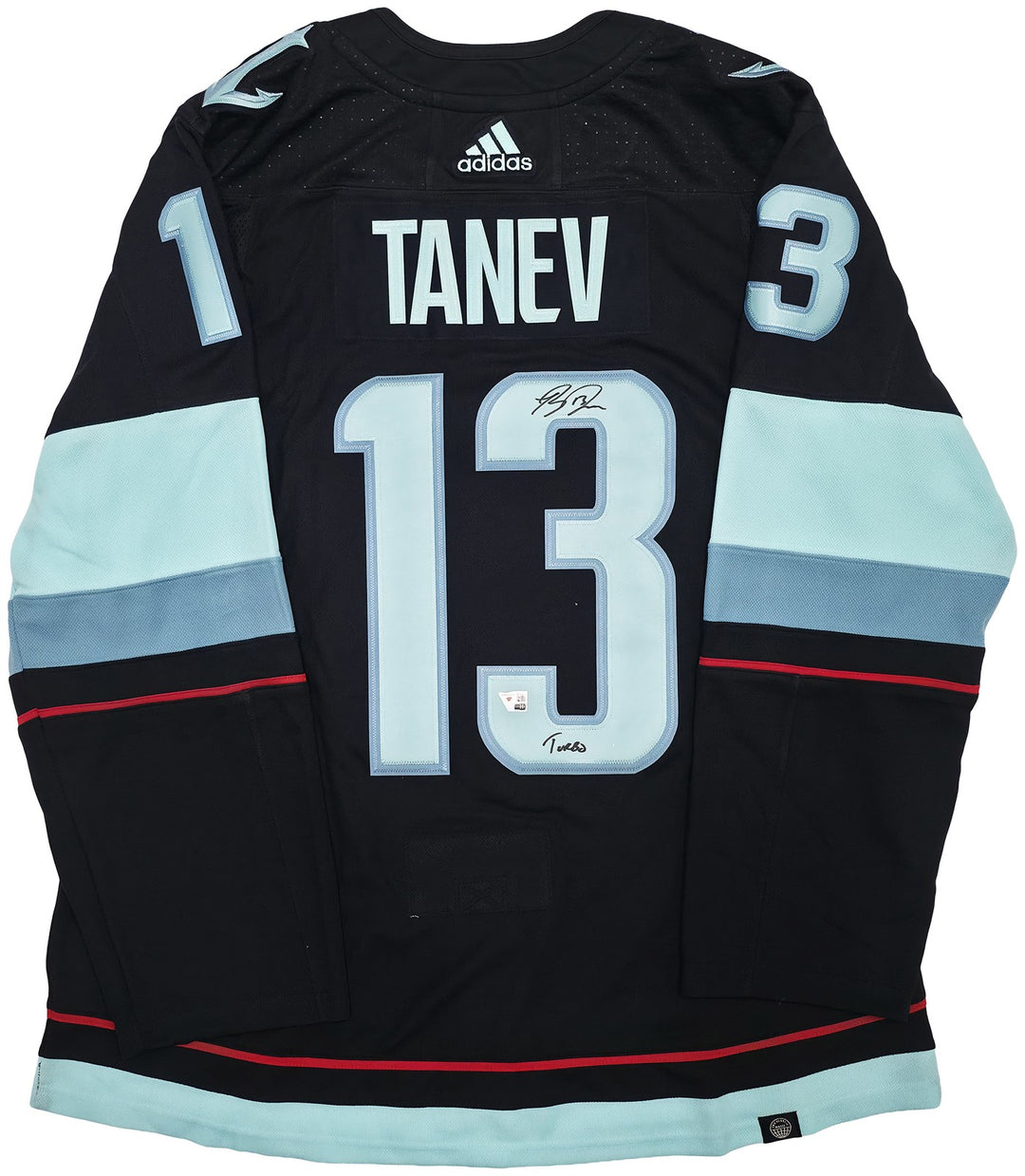 Seattle Kraken Brandon Tanev Auto Blue Adidas Inaugural Season Jersey 54 "Turbo"