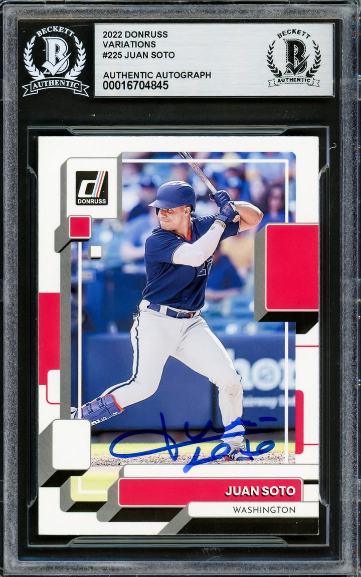 Juan Soto Signed 2022 Donruss Variations Card 225 Mets Beckett #16704845