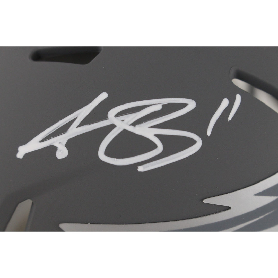 AJ Brown Autographed Philadelphia Eagles Slate Mini Helmet Beckett Witness 48831