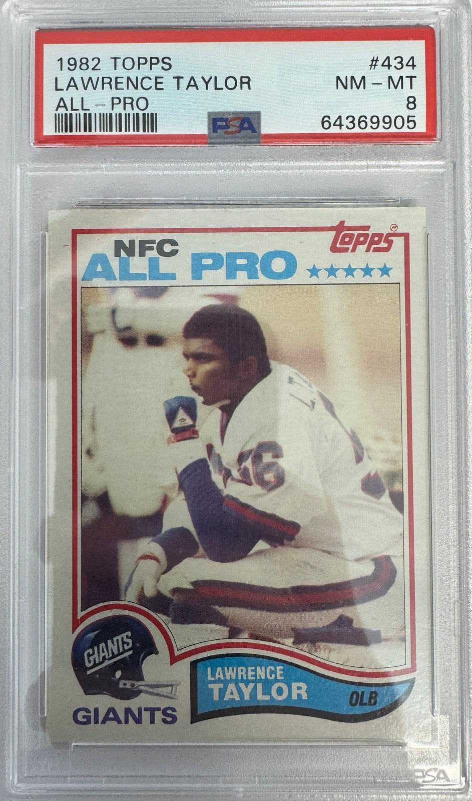 Graded 1982 Topps Lawrence Taylor #434 Rookie RC Card PSA 8 Near Mint