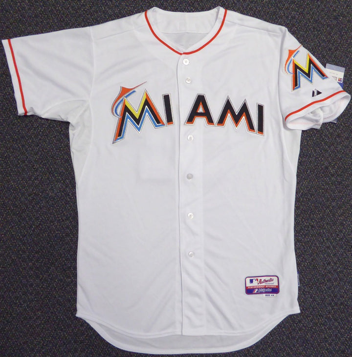 Miami Marlins Ichiro Suzuki Signed White Majestic Cool Base Jersey Size 44 IS