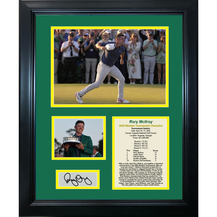 Framed Rory McIlroy 2025 Masters Augusta Facsimile Auto 11"x14" Photo Collage