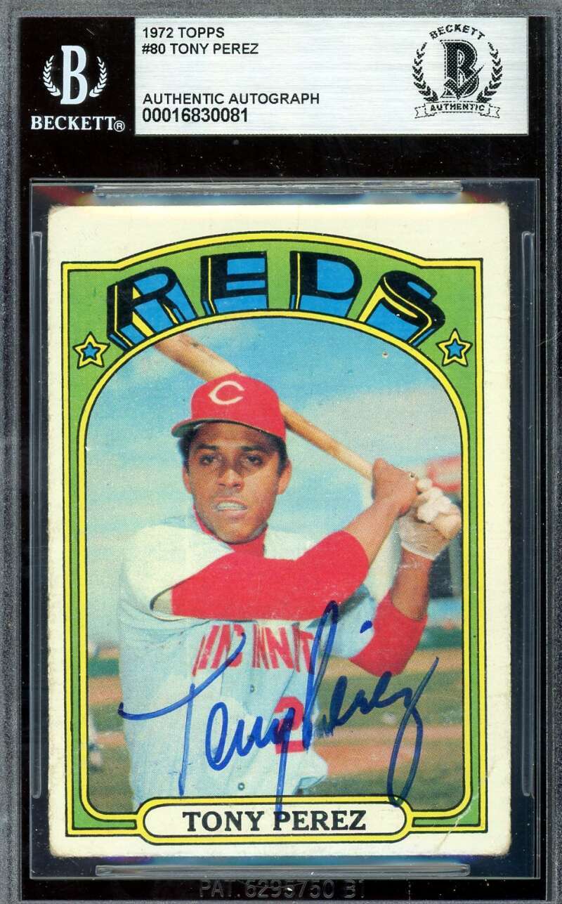 Tony Perez Beckett BAS Signed 1972 Topps Autograph