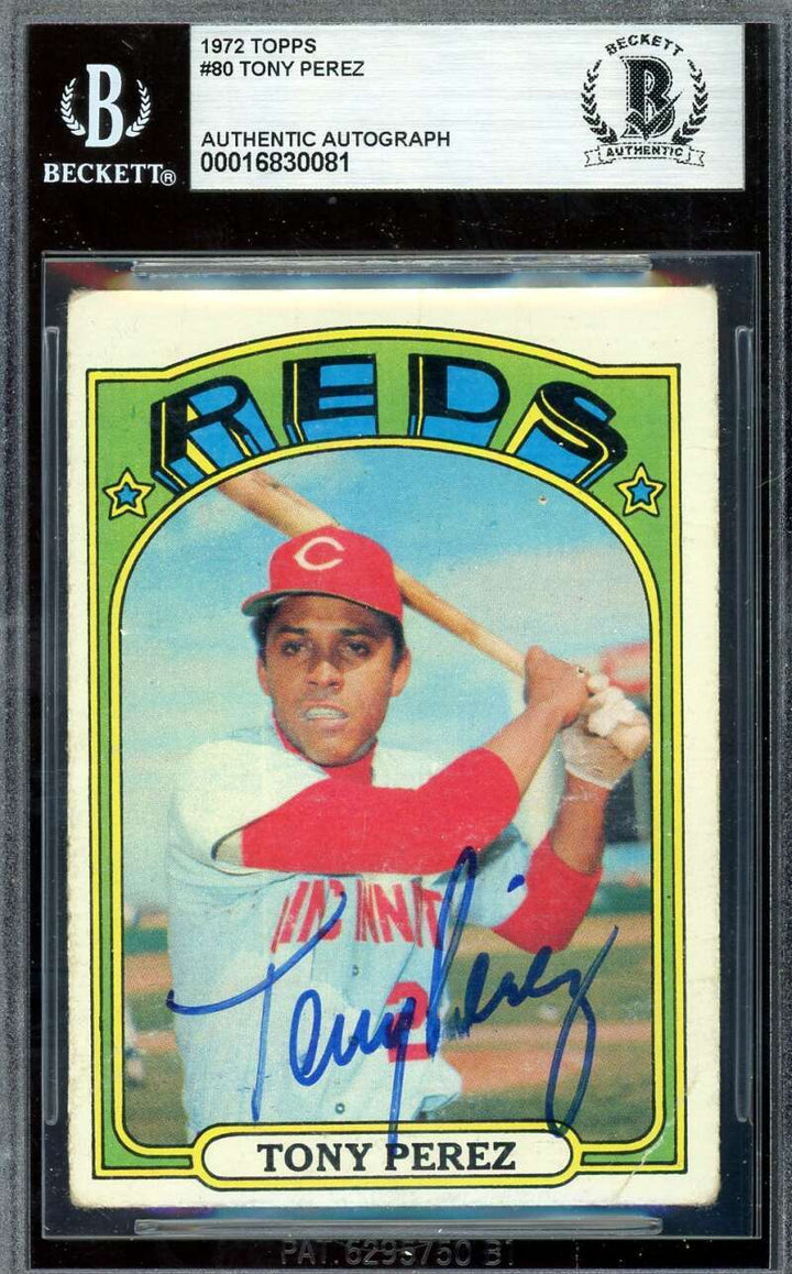 Tony Perez Beckett BAS Signed 1972 Topps Autograph
