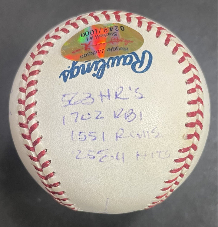 Reggie Jackson Signed 17 Stat Baseball Hof Mvp 563 Autograph RJ.com COA LE /1000