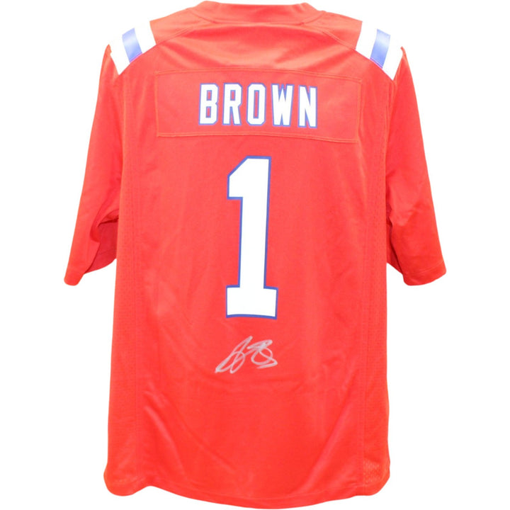 AJ Brown Autographed New England Patriots Nike Size L Jersey Beckett WIT 57963