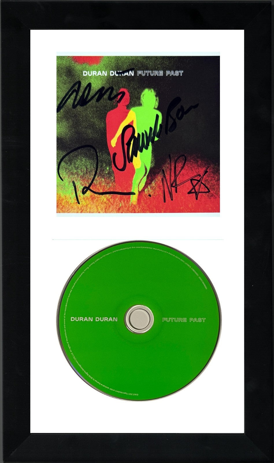 Duran Duran signed 2021 Future Past 4.5x5.25 Art Card/CD 4-Sigs/Autos Framed-COA