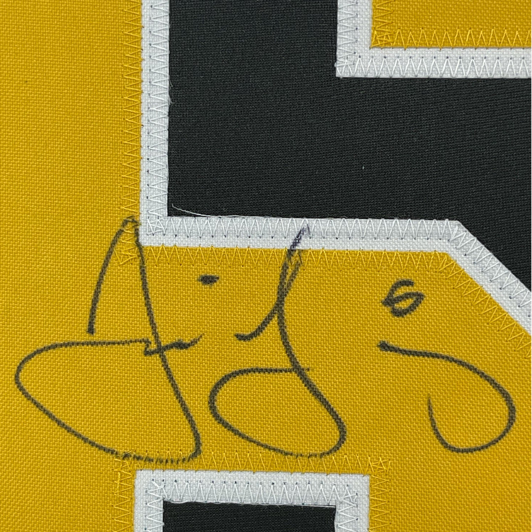 Framed Autographed/Signed Jaromir Jagr 33x42 Pittsburgh Black Jersey JSA COA